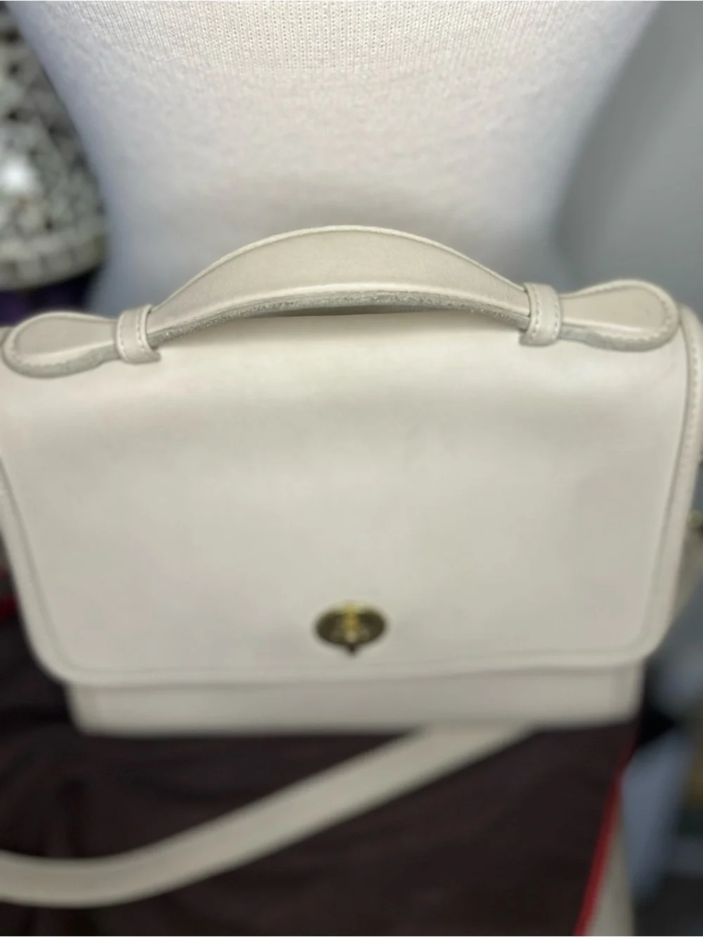 Vintage Coach 1989 Court Beige Leather Bag Crossbody/Satchel EUC